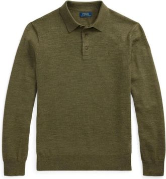 Polo Ralph Lauren Long sleeve pullover - Heren - Ronde hals truien - Groen - 2XL - Wol - Truien & Vesten