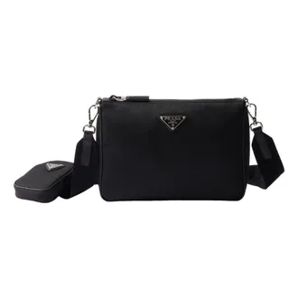 Prada FW25 Re-Nylon and Saffiano Leather Shoulder Bag Black 2VH113-2DMH-F0002