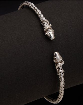 Meshmerise 18K Over Silver 0.12 ct. tw. Diamond Bangle Bracelet