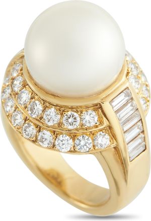 Luxury Bazaar 18K Yellow Gold 1.60ct Diamond and Pearl Ring MF13-050126
