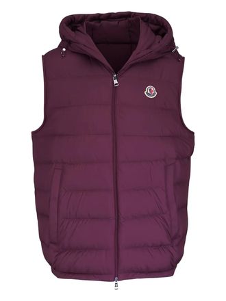Moncler hooded logo gilet - Red