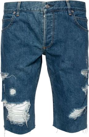 Balmain Shorts denim con effetto vissuto - Blu