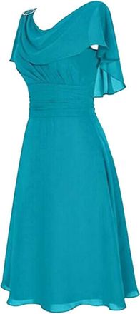 Generic Womens A-line Cocktail Dress Butterfly Sleeves Evening Dresses Slim Fit Elegant Evening Dress for Wedding Solid Chiffon Dress Bridal Dresses Bridesmai