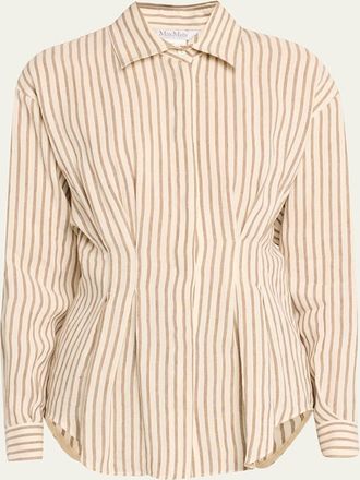 Max Mara Eritrea Darted Striped Flax Shirt