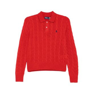 Ralph Lauren Tops, Dames, Rood, L, Polo Trui met Kabelsteek
