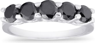 Pompeii3 1ct Five Stone Black Diamond Wedding Ring 14K White Gold