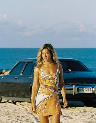 Oceanus Womens Palm Beach Hand-Beaded Mini Dress Orange - Size: 10/8