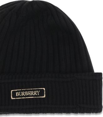 Burberry Mens Wool Beanie Black Merino Hat