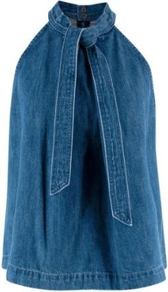 Ulla Johnson Mako Denim Halter-Neck Top Size XXS