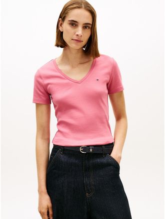 Tommy Hilfiger Womens V-Neck Favorite T-Shirt - Red - XXL