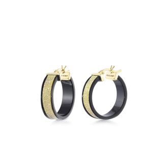 Gold & Honey Womens Wide Glitter Lucite Hoop Earrings In Black Gold