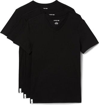 Lacoste 3-Pack V-Neck Slim Fit Essential T-Shirt Mens Clothing Black : 2XL, Cotton