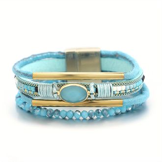 Liv Oliver 18K Gold Aqua Blue Quartz Bracelet