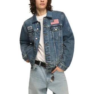 Lucky Brand x Coca-Cola Cotton Denim Trucker Jacket in Feel The Pop at Nordstrom, Size Xx-Large