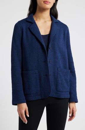 Eileen Fisher Organic Cotton Blazer in Ink at Nordstrom, Size Petite P