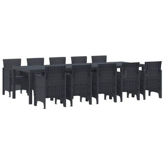 vidaXL Conjunto De Comedor De Jard&iacute;n Con Cojines 11 Pcs Antracita Vidaxl