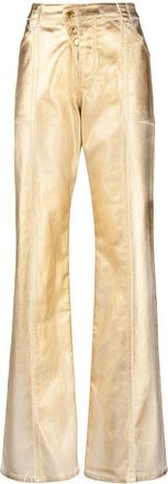 Tom Ford metallic straight-leg trousers - women - Cotton/Cotton/Elastane/Polyester - 25 - Gold