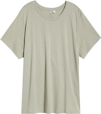 Nordstrom Crewneck Slub Pima Cotton T-Shirt in Green Chaparral at Nordstrom, Size 1X