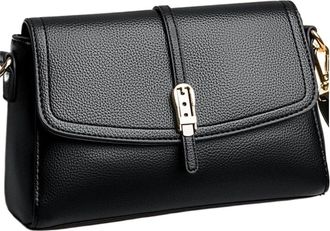 Generic Compatible For Soft Leather Handbag Women Purses Female Bag Designer Brand Ladies Shoulder Crossbody(Black)