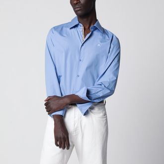 Burberry Camicia in popeline di cotone blu fiordaliso