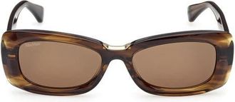Max Mara 53mm Rectangular Sunglasses in Striped Brown/olive/brass at Nordstrom