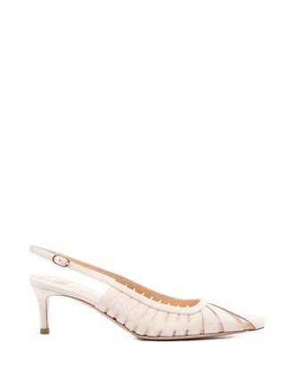 Roberto Festa Milano Ivory Pointed Toe Slingback Shoes with Strap