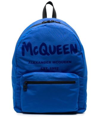 Alexander McQueen Rugzak met logoprint - Blauw