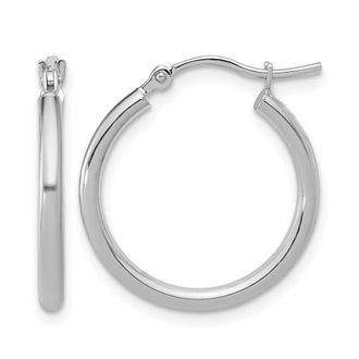 Diamond2Deal 10K White Gold Round Shape Hinged Hoop Earrings