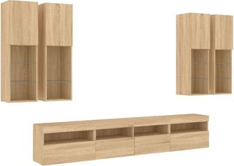 vidaXL Vidaxl - 7 Piece tv Wall Cabinet Set with led Lights Sonoma Oak