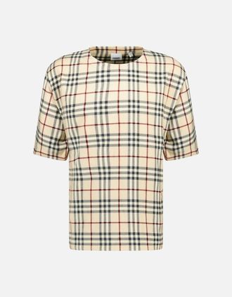 Burberry Mens Burberry Willesden Check T-Shirt Beige - Cream - Size: 40