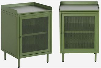 Sweeek Mesita De Noche Industrial De Metal Con 1 Puerta De Rejilla, Set De 2