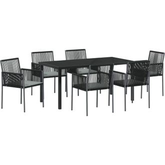 vidaXL Conjunto De Comedor De Jard&iacute;n 7 Pcs Negro Polirat&aacute;n Vidaxl