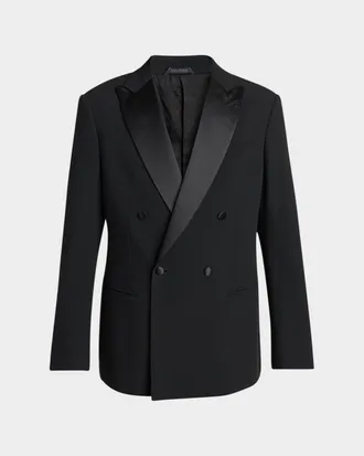 Giorgio Armani Men & apos;s Double Breasted Virgin Wool-blend Blazer