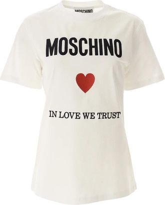Moschino Biologisch Katoen Liefde Vertrouwen Tee - Dames - T-shirts - Wit - M - Katoen - Tops