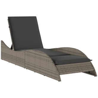 vidaXL Vidaxl - Tumbona Con Coj&iacute;n Rat&aacute;n Sint&eacute;tico Gris 60x205x73 Cm
