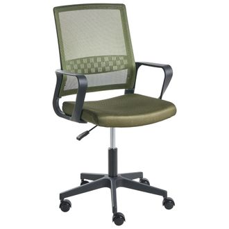 Beliani Silla De Oficina Moderna Con Altura Ajustable Giratoria Tapizado De Malla Verde Oscuro Ease