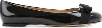 Ferragamo Ladies Black Patent Vara Bow Ballerina Shoes, Size 10.5 D