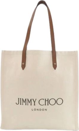 Jimmy Choo London Pre-owned Canvas Tote Bag - Dames - Vintage Shopper - Beige - ONE Size - Vintage