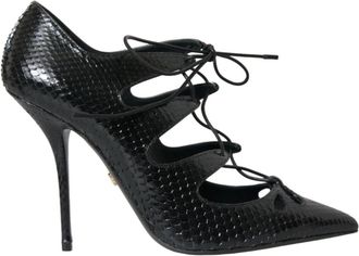 Dolce & Gabbana Schoenen, Dames, Zwart, 39 EU, Leer, Python Leren Mary Jane Pumps Schoenen
