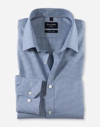 Olymp Businesshemd OLYMP No. Six super slim, Herren, Gr. 36, N-Gr, blau (royal), Web, Obermaterial: 97% Baumwolle, 3% Elastolefin, kariert, Hemden Businessh