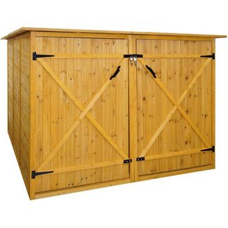 Hhg [NON UTILIZZATO] Garage armadio biciclette con serratura HHG-677 legno box doppio 200x200x151cm legno chiaro