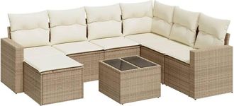 vidaXL Vidaxl - Juego De Sof&aacute;s De Jard&iacute;n Con Cojines Beige 8 Pzas Rat&aacute;n Pe