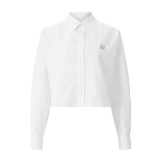 Msgm Msgm, Overhemden, Dames, Wit, S, Katoen, Cropped Katoenen Shirt