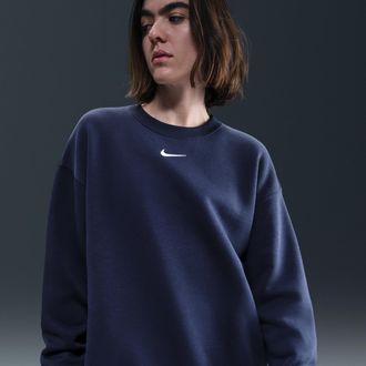 Nike Womens Nike Sportswear Phoenix Fleece Oversized Crew-Neck Sweatshirt in Blue | FZ4270-410