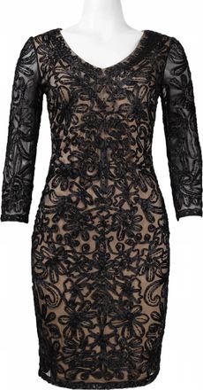 Sue Wong Soutache Embroidered Short Evening Dress In Black