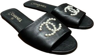 Chanel Embellished CC Slides Size 38.5
