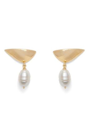 LADY GREY Freshwater Pearl Lobe Earrings in Gold/white Pearl at Nordstrom