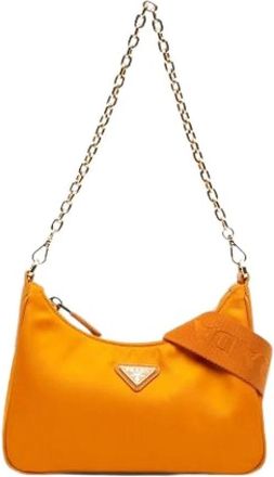 Prada Pre-owned Vintage Satchel - Dames - Vintage Schoudertas - Oranje - ONE Size - Leer - Vintage