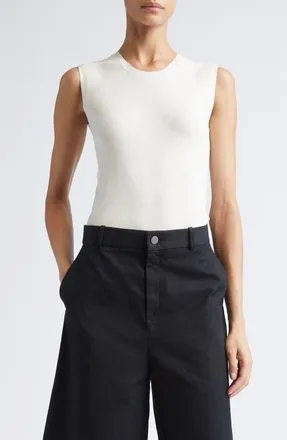Nellie Partow Bowery Sleeveless Silk Blend Sweater in Ivory at Nordstrom, Size X-Small