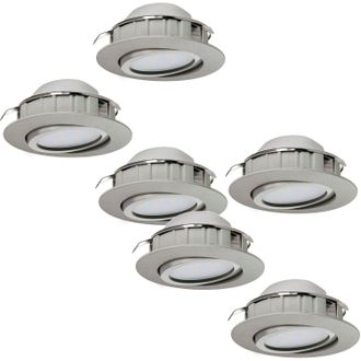 Loops 2 PACK 3 PACK Flush Ceiling Downlight Satin Nickel Plastic 6W Built in LED in Metallics